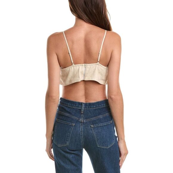 Hevron Womens  Tula Linen Crop Top, Brown - Picture 2 of 3